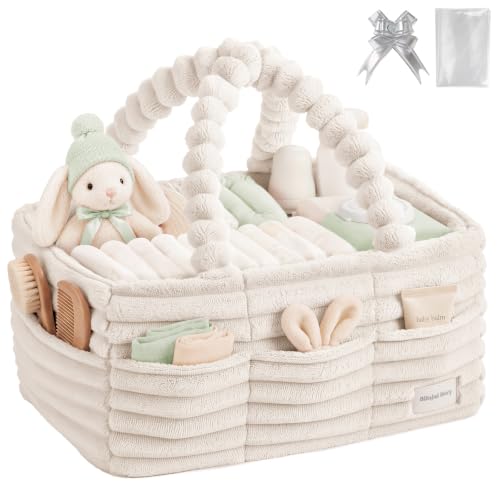 Blissful Diary Flannel Diaper Caddy Organizer & Gift Packaging, Cream Beige