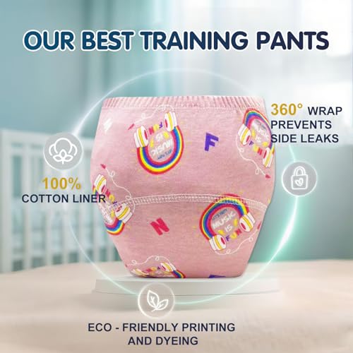 Upairy Training Pants for Boys Girls | Toddler Potty Training Underwear ,Leakproof Reusable Kids Confident Panties,Children's Potty Underwear 100% Cotton