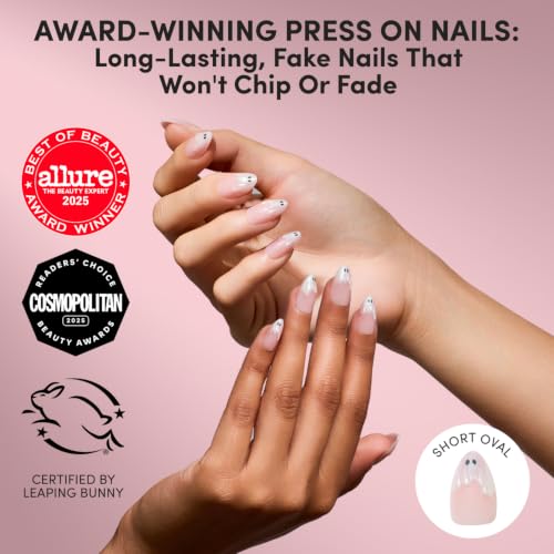 Glamnetic Press On Nails - Short Almond, Glossy Fake Nails 30 Pc Full Kit