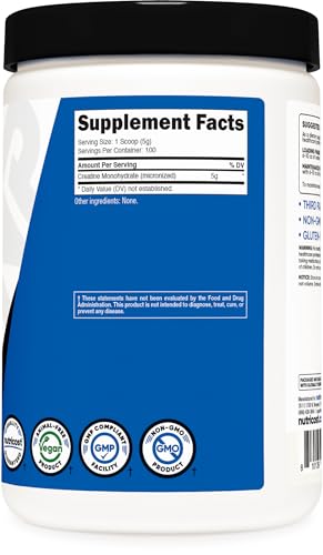 Nutricost Creatine Monohydrate Micronized Powder 500G, 100 Servings