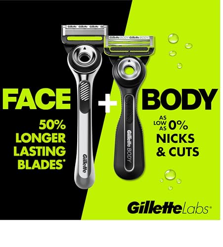 Gillette Labs Body + Intimate Razor For Men, Handle + 4 Blade Refills, Travel