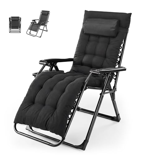 NEWBULIG Zero Gravity Chair, Folding Patio Recliner with Cup Holder Trays