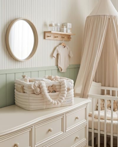 Blissful Diary Flannel Diaper Caddy Organizer & Gift Packaging, Cream Beige