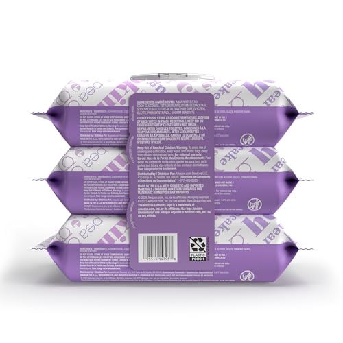Amazon Elements Baby Wipes, Sensitive, Unscented, Cleans Gently, 270 Count