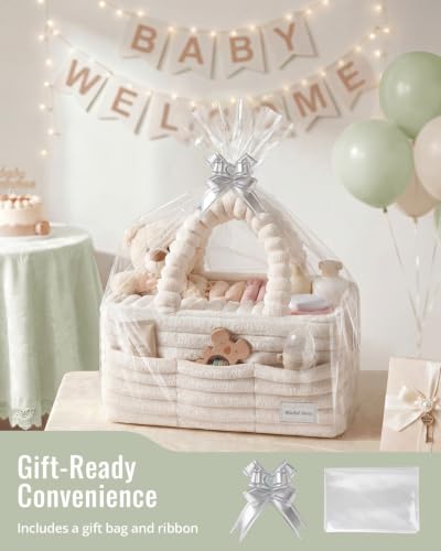 Blissful Diary Flannel Diaper Caddy Organizer & Gift Packaging, Cream Beige