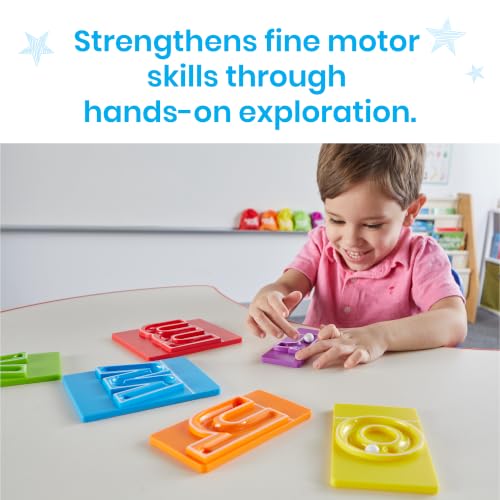 hand2mind MarbleTracers - Lowercase Letters, 24 Letter Tracing Trays, 10 Marbles, Preschool Learning Activities, Fine Motor Skills Toys, Kindergarten Centers for Classroom, Handwriting Practice