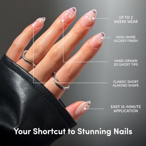 Glamnetic Press On Nails - Short Almond, Glossy Fake Nails 30 Pc Full Kit