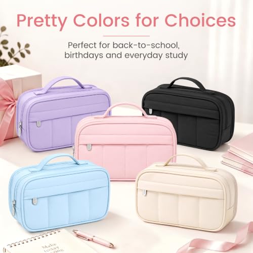 Sooez Pencil Case for Girls, Cute Large Capacity Pencil Pouch Pen Bag, Pink