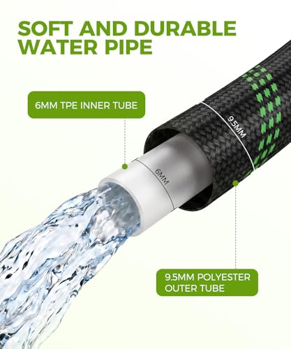 100ft Garden Hose，Non-Expandable Water Hose with 8 Function Spray Nozzle | Lightweight，Knik-Free，Burst-Resistant，Durable & Flexible 3/4" Garden Hose for Yard，Lawn, House Cleaning, Car Washing