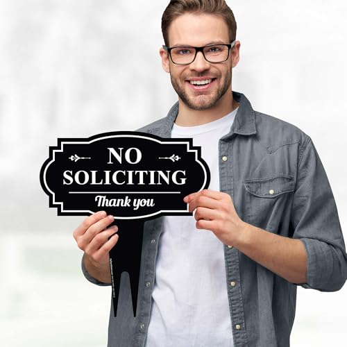No Soliciting Sign For House, No Soliciting Yard Sign, 11x11 Inches, Rust