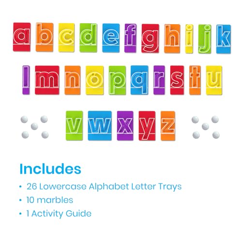 hand2mind MarbleTracers - Lowercase Letters, 24 Letter Tracing Trays, 10 Marbles, Preschool Learning Activities, Fine Motor Skills Toys, Kindergarten Centers for Classroom, Handwriting Practice