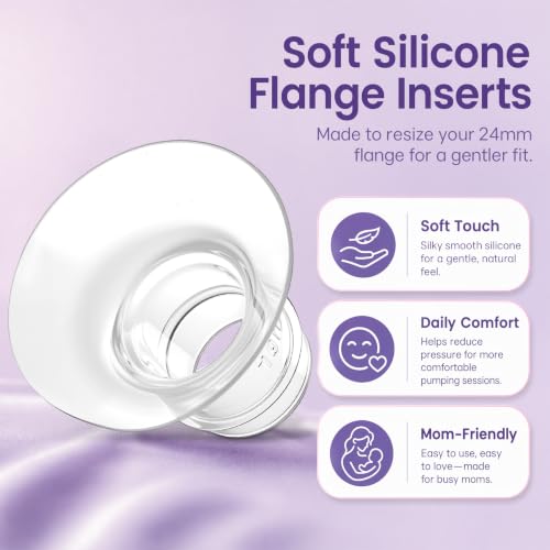 4 Pcs 17mm Flange Inserts, Soft Flange Reducer for 24mm Breast Shield