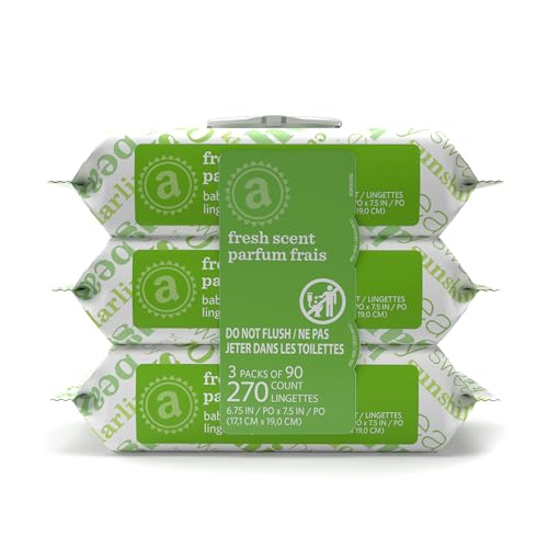 Amazon Elements Baby Wipes, Fresh Scent, Flip-Top Packs, Alcohol-Free, With