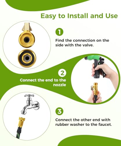 100ft Garden Hose，Non-Expandable Water Hose with 8 Function Spray Nozzle