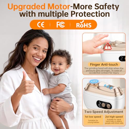 Electric Nail Clipper Upgraded 3 in 1 Rechargeable Automatic Nail Trimmer with LED Light & Clip Storage - USB Rechargeable for Baby, Kids,Seniors, Adults