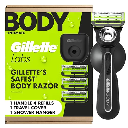 Gillette Labs Body + Intimate Razor For Men, Handle + 4 Blade Refills, Travel