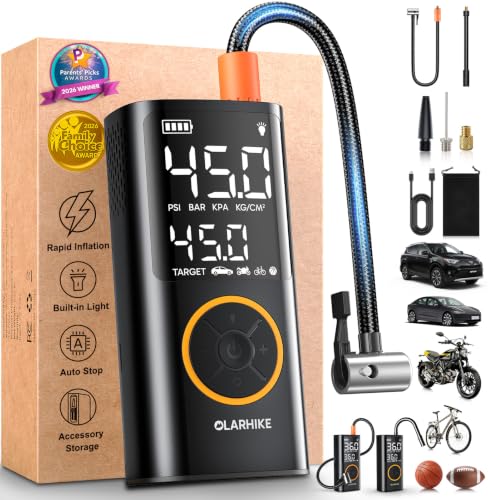 OlarHike Tire Inflator Portable Air Compressor,Cordless Electric Bike Pump