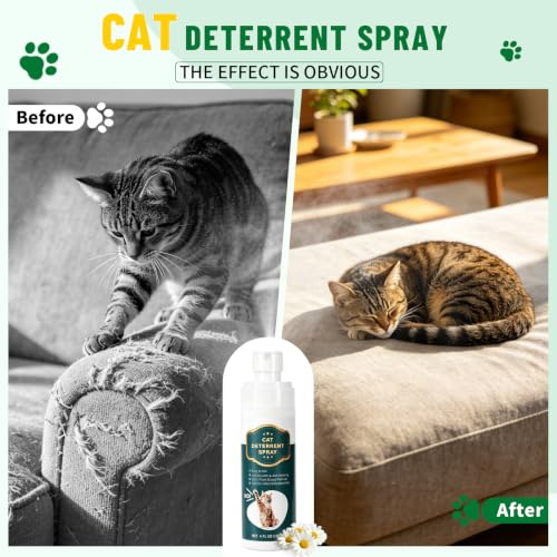 Cat Deterrent & Repellent Spray Anti-Scratch Training Aid, 8OZ 2 Pack | Furniture Protector for Sofa, Bed, Kitchen, Courtyard, Indoor & Outdoor Use, Non-Toxic & Safe for Humans & Pets
