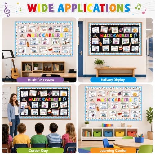 Music Career Bulletin Board Set Inspirational Musical Posters Music Classroom Decorations Musical Notes Paper Cutouts for Back to School Elementary Teacher Chalkboard Wall Door Supplies