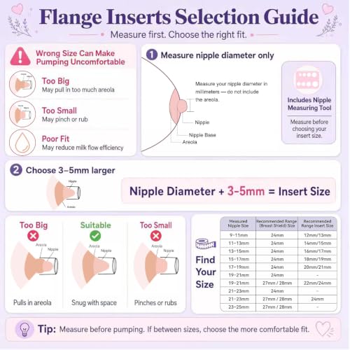 4 Pcs 17mm Flange Inserts, Soft Flange Reducer for 24mm Breast Shield | Compatible with Momcozy M5/M9/M6/V2 Pro/S12 Pro/eufy E10/S1/S1 Pro/Spectra/Elvie/Lansinoh/Paruu Breast Pumps