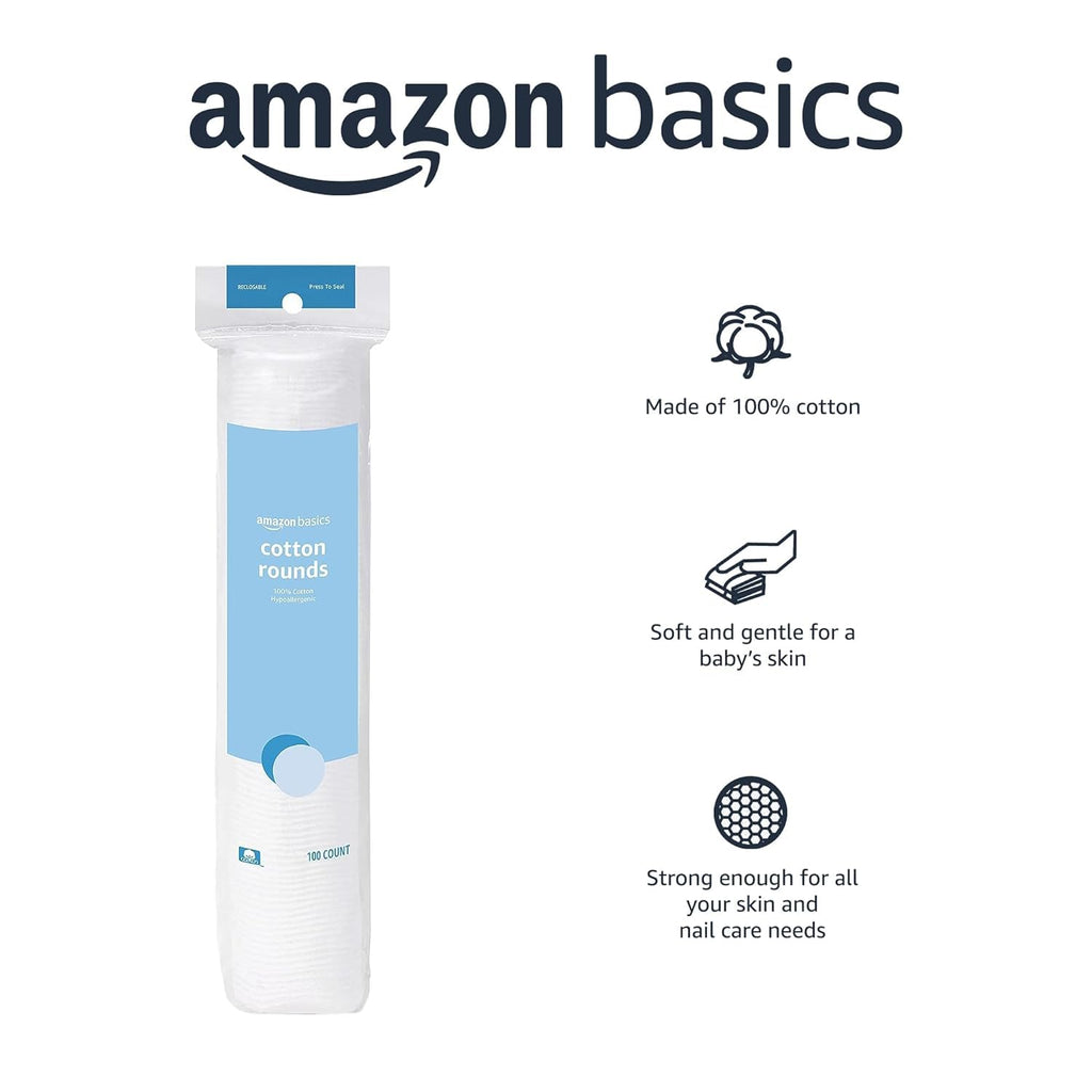 Amazon Basics Hypoallergenic Cotton Rounds for Makeup Removal and Skincare