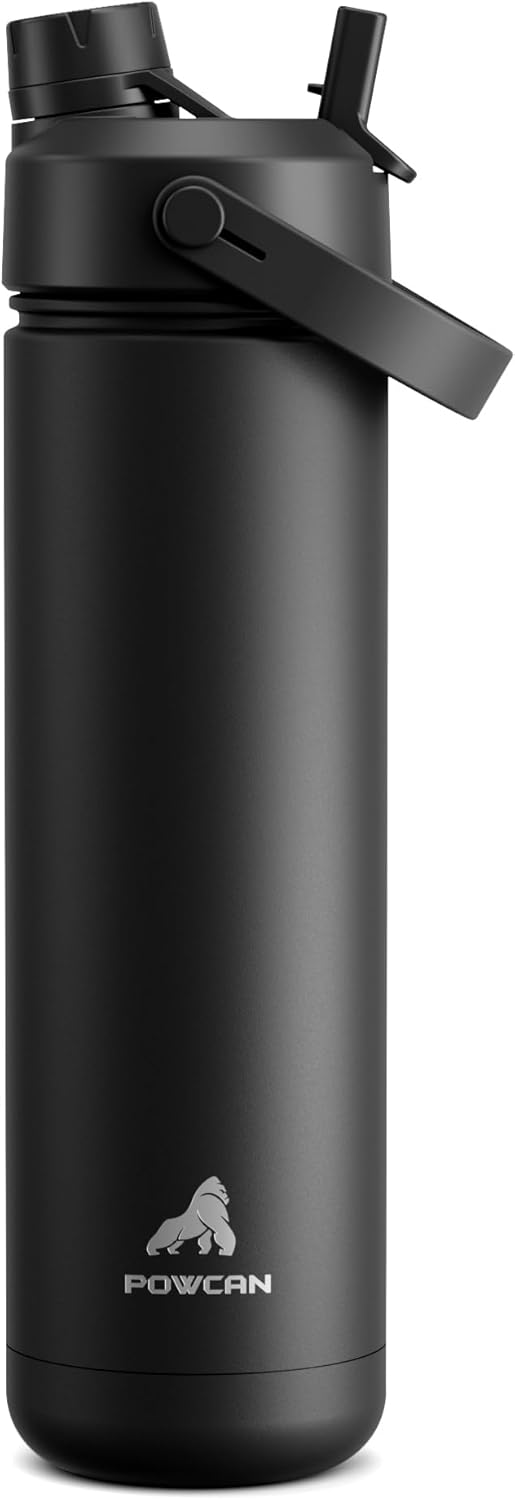 POWCAN 26 oz Insulated Water Bottle with 2-in-1 Straw and Spout Lid, Keep