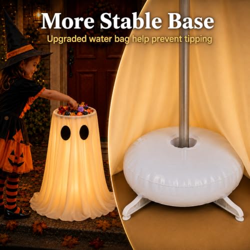 30 in Large-Capacity Lighted Halloween Ghost Candy Bowl with Timer Remote
