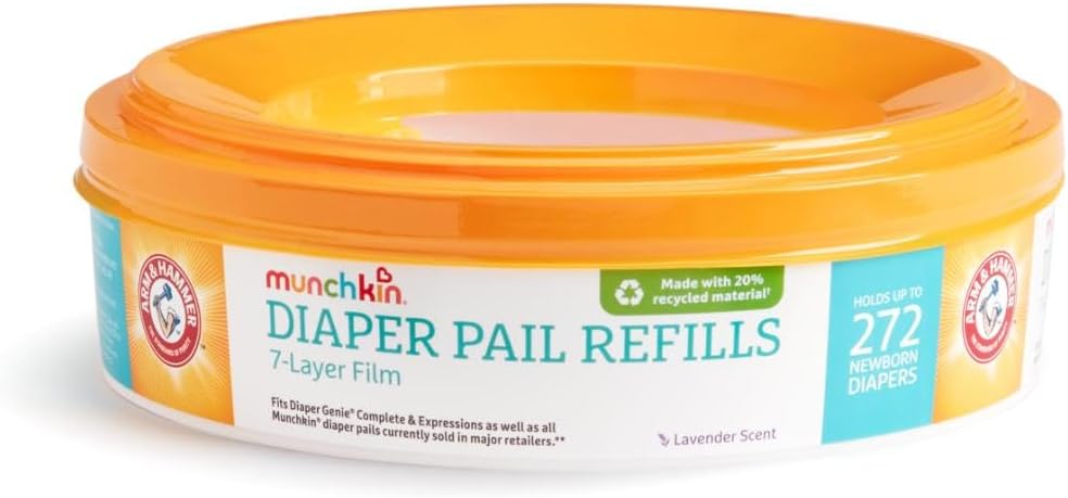 Munchkinå¨ Arm & Hammer Diaper Pail Refill Rings, Holds up to 544 Newborn Diapers, 2 Pack