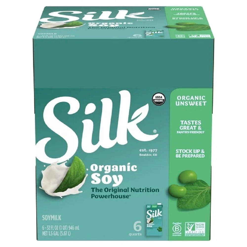 Silk Shelf-Stable Organic Soy Milk, Unsweetened, Dairy-Free, Vegan, Non-GMO