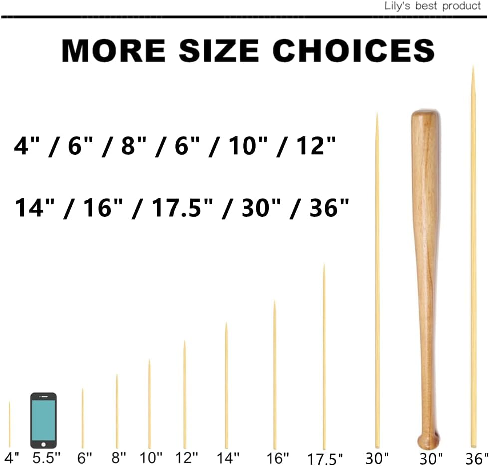 HOPELF 6" Natural Bamboo Skewers for