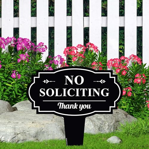 No Soliciting Sign For House, No Soliciting Yard Sign, 11x11 Inches, Rust