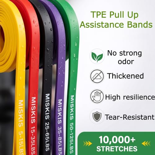Resistance Bands for Working Out, 5-Level Pull Up Assistance Bands Set | Exercise Bands and Workout Bands for Pull-ups, Strength Training, Stretching, Mobility, and Full-body Home or Gym Workouts.