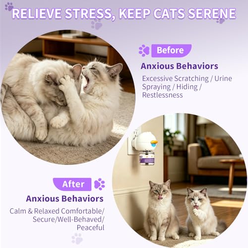 Cat Calming Diffuser Kit with 2 Diffusers & 4 Refills (48mL Each), Cat