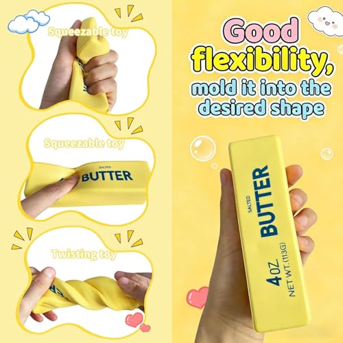 QHPOQU 2 Packs Slow Rising Squishy Butter Squeeze Toys Pack Sensory Stress Relief Squishies Soft & Stretchy Fidget Toys for Anxiety Relief Party Favors Squishy Butter