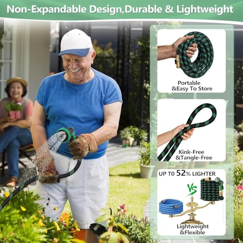 100 FT Non-Expanding Garden Hose, 2026 New Upgrated Non-Expandable Garden Water Hose - Ultra-Light & Flexible Burst-Resistant, Kink-Free Garden Hoses, All-Weather Use for Lawns, Gardens,Outdoor
