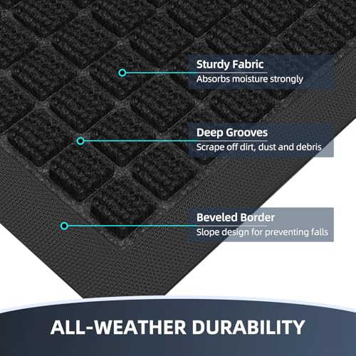 Front Door Mat Outside Entrance, Heavy Duty Waterproof Doormat