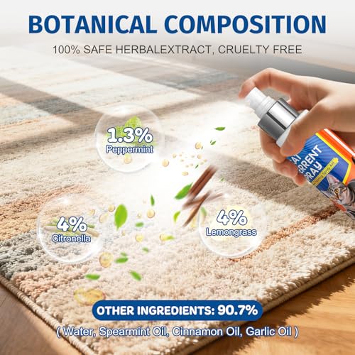 Cat Deterrent Spray, Cat Deterrent for Furniture Protection, Pee Spraying, Excessive Chewing & Scratching Everywhere, Cat Repellent Indoor and Outdoor, Pet-Safe Formula, 5.07 Fl Oz