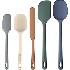 ChefAide 5 Pieces Silicone Spatula Set, Food Grade Rubber Spatula, Upgrade Strong Handle with Ergonomic Grip, Heat Resistant Up to 600å¡F for Nonstick Cookware, Cooking