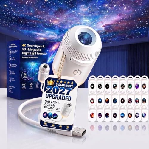 2027 Upgraded Hd Smart Dynamic 5d Holographic Night Light Projector, Plug and