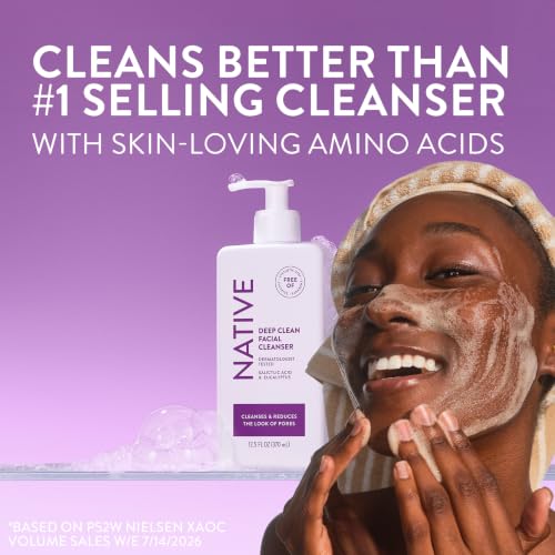 Native Deep Cleansing Facial Cleanser, for Oily to Combination Skin, Sulfate