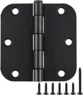30 Pack Rounded Matte Black Door Hinges 3.5 Inch 5/8" Radius Interior 3 1/2" Flat Iron Bifold Residential Standard Bedroom Indoor for Doors 3 å?"Hardware Control H