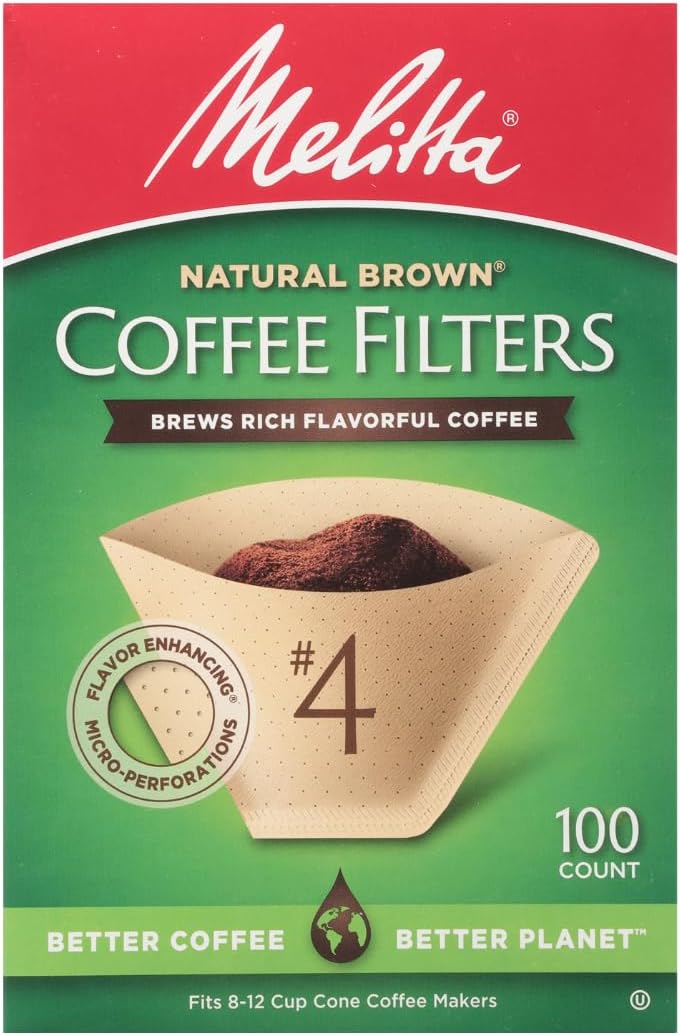 Melitta #4 Cone Coffee Filters, Natural Brown, 100 Count (Pack Of 3), 300