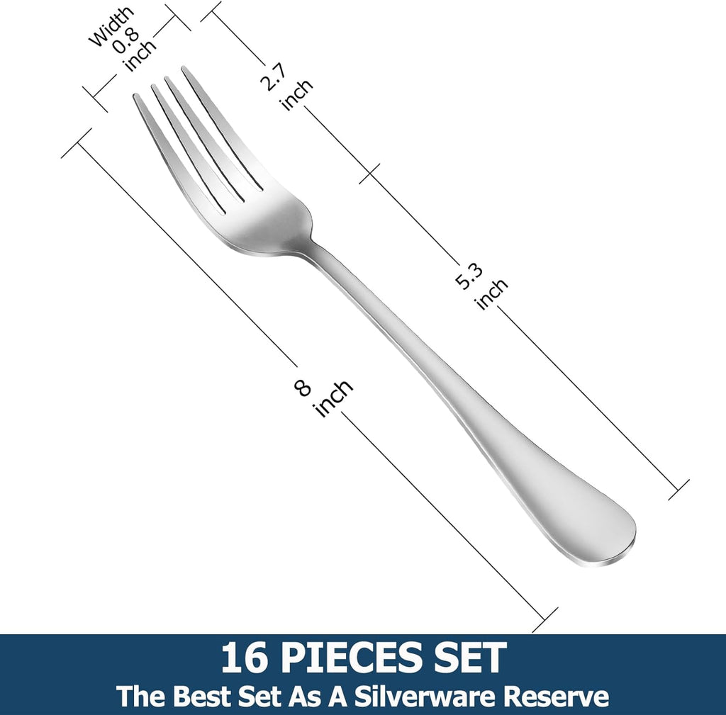 Dinner Forks,Set of 16 Top Food Grade Stainless Steel Silverware Forks,Table