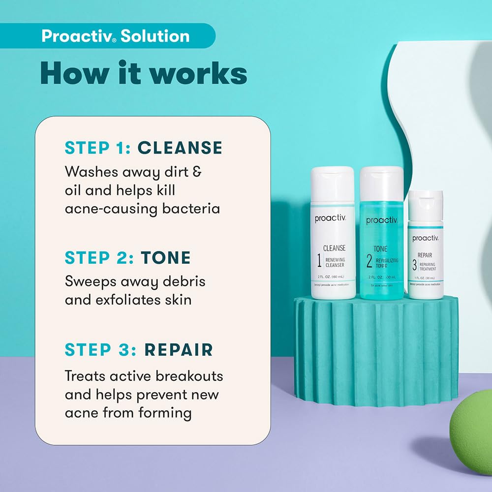 Proactiv 3 Step Acne Treatment - Benzoyl Peroxide Face Wash, Repairing Acne