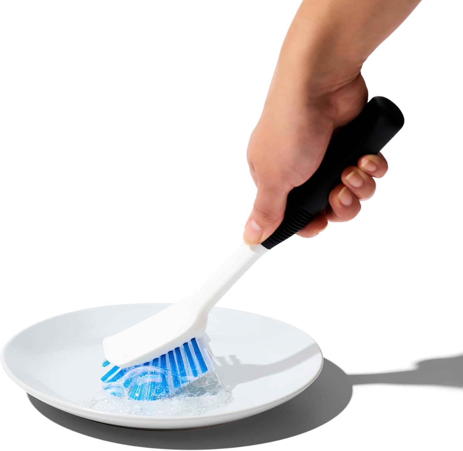 OXO Good Grips Dish Brush, Nylon Bristles with Built-in Scraper, Safe for