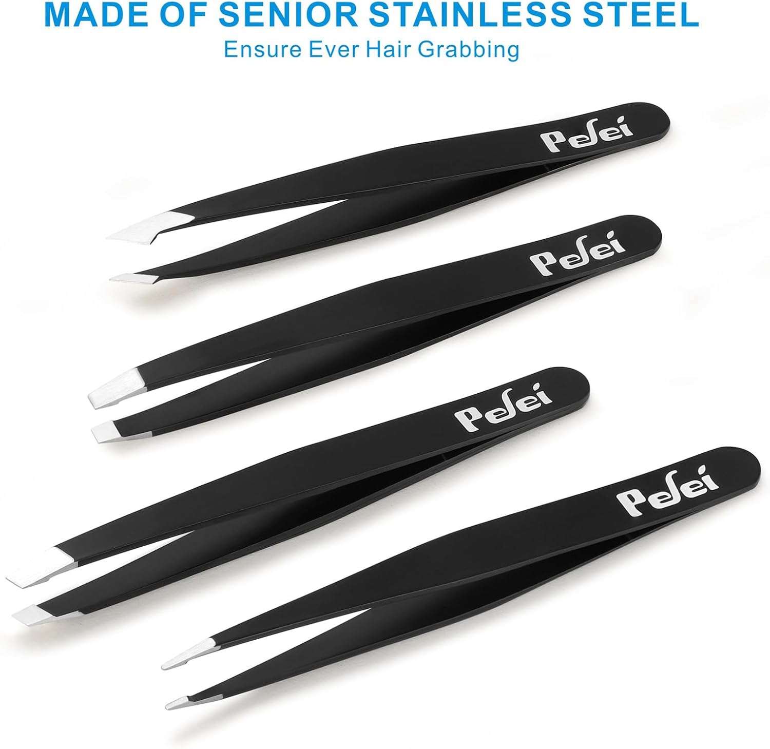 Pefei Tweezers Set - Professional Stainless Steel Tweezers for Eyebrows