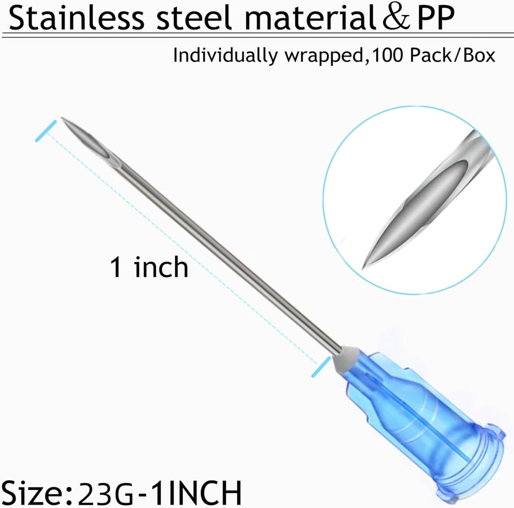100 Pack Disposable 3ml/cc Lab Syringes with 23Ga 1 Inch Needle Luer Lock, Individually Sealed Packed