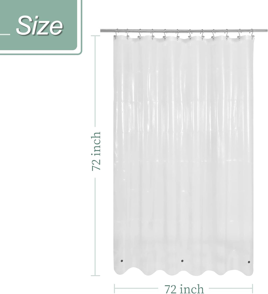 Mrs Awesome Clear Shower Curtain Liner with 3 Magnets, 72x72 Premium Flexible