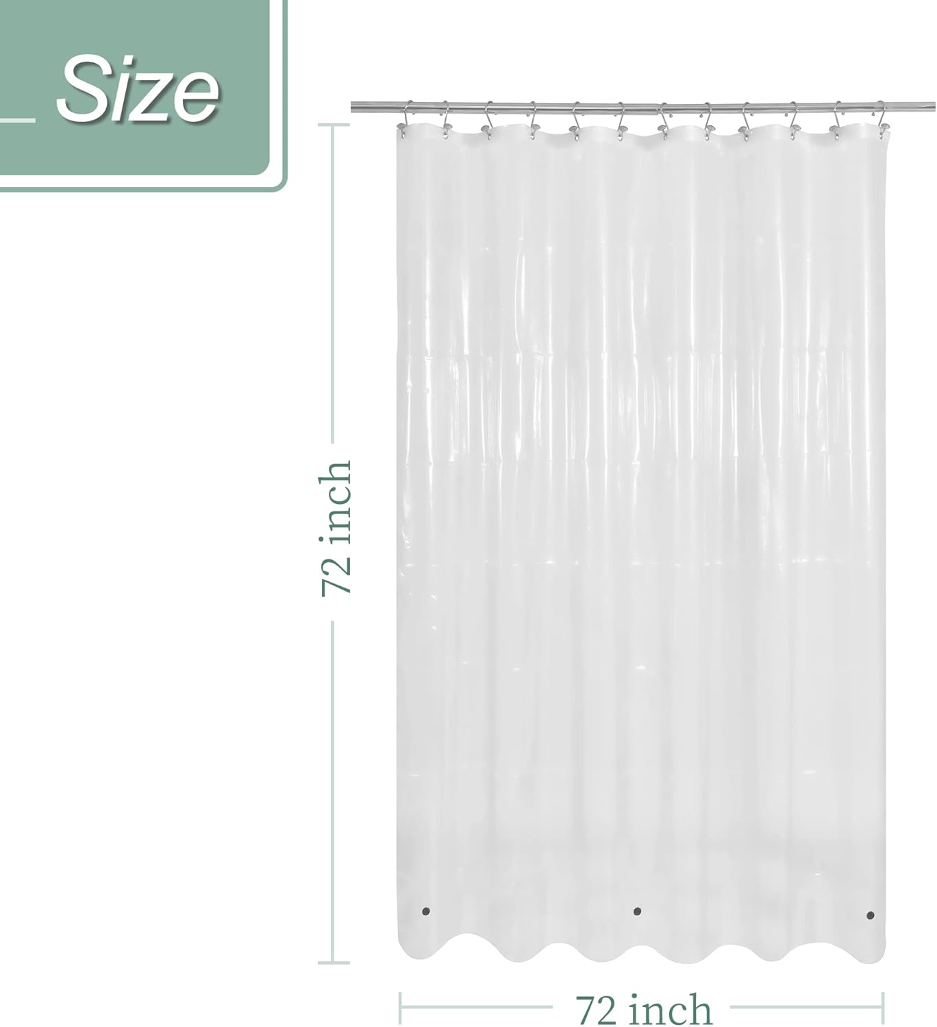 Mrs Awesome Clear Shower Curtain Liner with 3 Magnets, 72x72 Premium Flexible