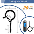 ADIIL 20 PCS Q Hanger Hooks with Safety Buckle, Windproof Screw Hooks for